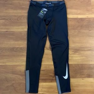 NIKE Boys' Pro Warm Graphic Tights Black/Grey